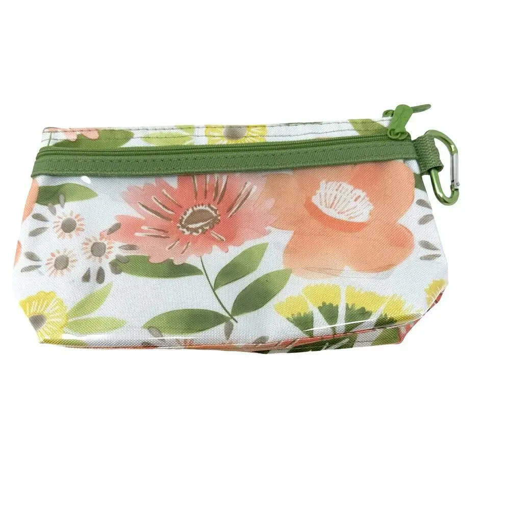 Thirty One Gifts White‎ & Pink Floral Makeup Bag Zipper Transparent Pouch Travel